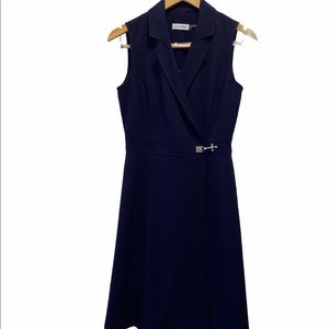 Calvin Klein Blue Sleeveless Collared Dress Size 4